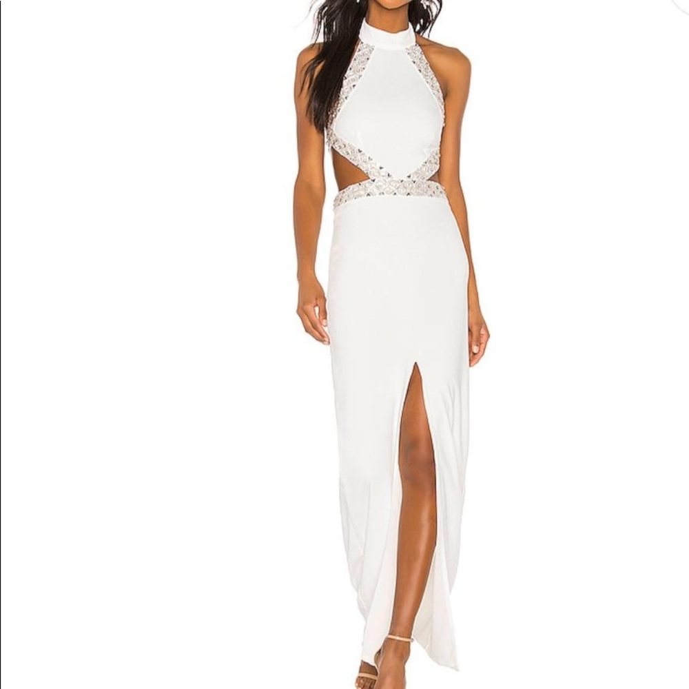 NBD Nicolina Gown in White Sequin Cut Out Size Small
